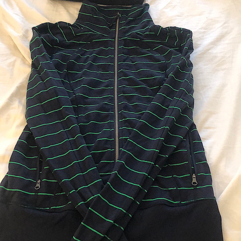 Lululemon navy and green striped zip up!